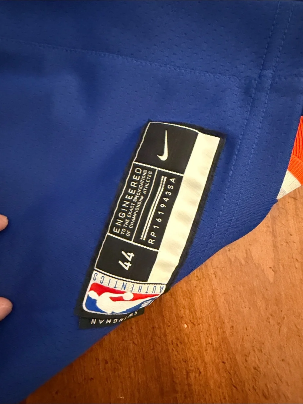 Nike Blue and Orange New York Basketball Game Jersey